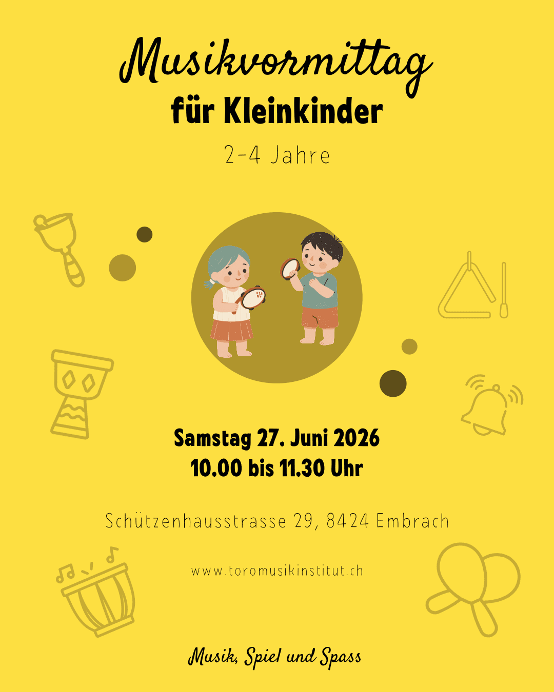 Musikvormittag für Kleinkinder — Samstag, 27. Juni 2026, Toro Musikinstitut Embrach